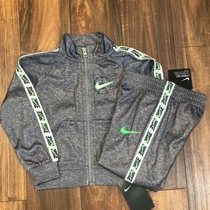 NIKE Tracksuit Matching Set Size 18 Months Gray Neon Green White